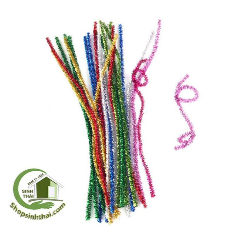 Dây kẽm xù kim tuyến, kẽm làm đồ chơi, mô hình  - màu xanh lá