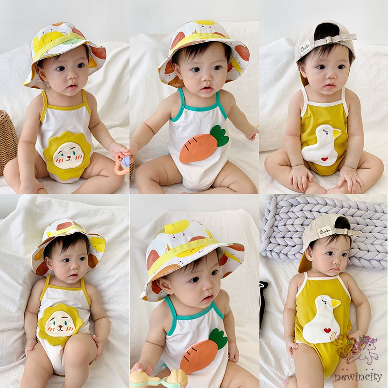 Bộ Áo Liền Quần Sát Nách In Họa Tiết Dễ Thương Cho Trẻ Sơ Sinh