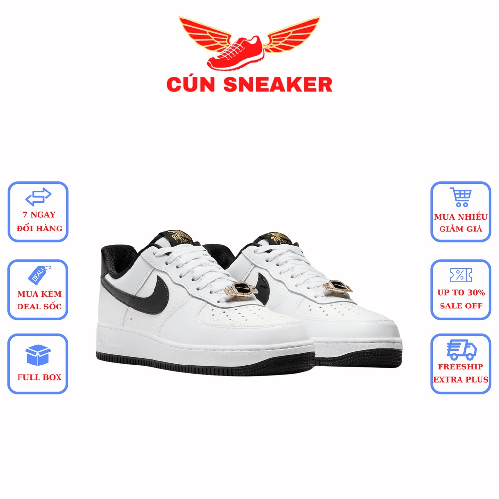 Giày 𝗔𝗙𝟭 trắng móc đen nam nữ 🌸 Giày thể thao nam nữ 𝗔𝗙𝟭 trắng logo vàng đen cao cấp Full Box