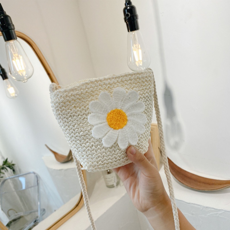 Túi Đeo Vai Đan Rơm Có Khóa Kéo Thời Trang Mùa Hè Cho Bé Gái