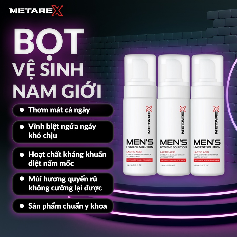 Ddvs nam Metarex, dung dịch vệ sinh nam dạng bọt 150 ml khử mùi dùng vệ sinh vùng kín nam, hương tự nhiên - MTR07