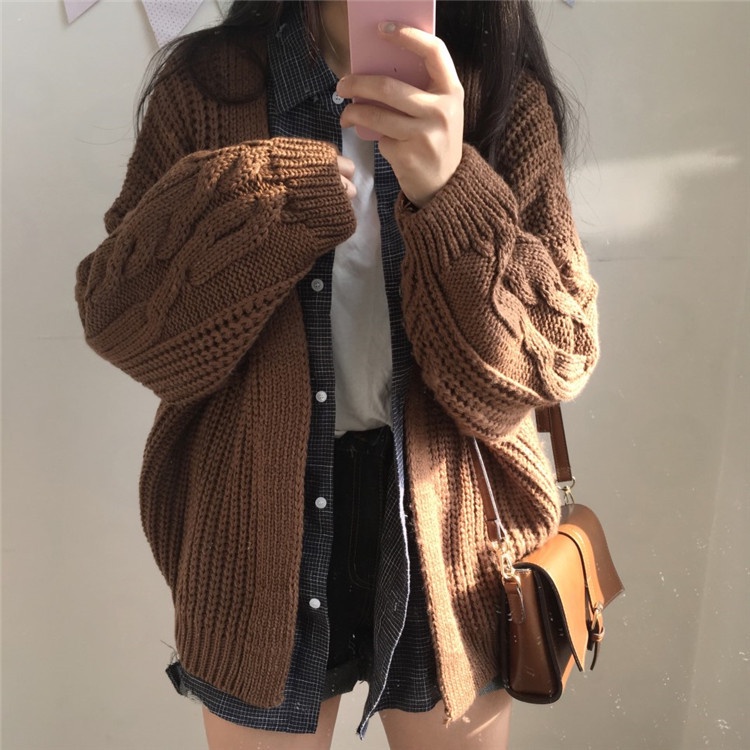 Áo Khoác cardigan Dệt Kim Tay Dài Dáng Rộng Phong Cách Hàn Quốc Thời Trang Thu Đông Hàng Mới 2022