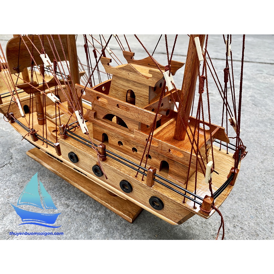 Thuyền gỗ thuận buồm xuôi gió dài 75cm, thuyền buồm phong thủy trang trí phòng làm việc, quà tặng sếp