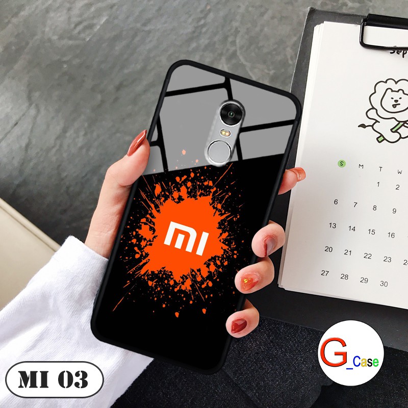 Ốp lưng Xiaomi Redmi Note 4 - lưng kính in logo hãng điện thoại