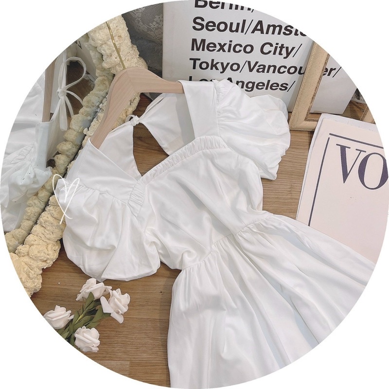 ĐẦM MIDI TRẮNG KHOÉT LƯNG TAM GIÁC