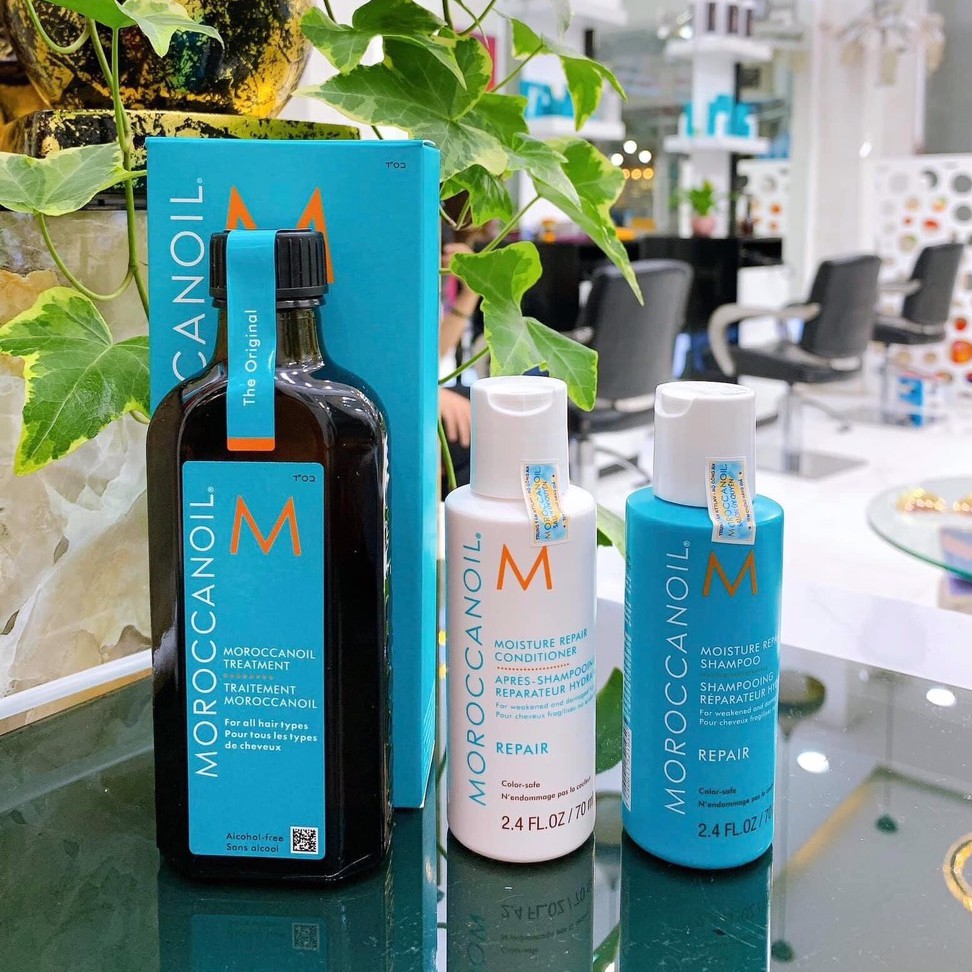 Combo Tinh dầu Moroccanoil dưỡng phục hồi tóc 100ml và gội xả Moroccanoil dưỡng ẩm (phục hồi) 70mlx2