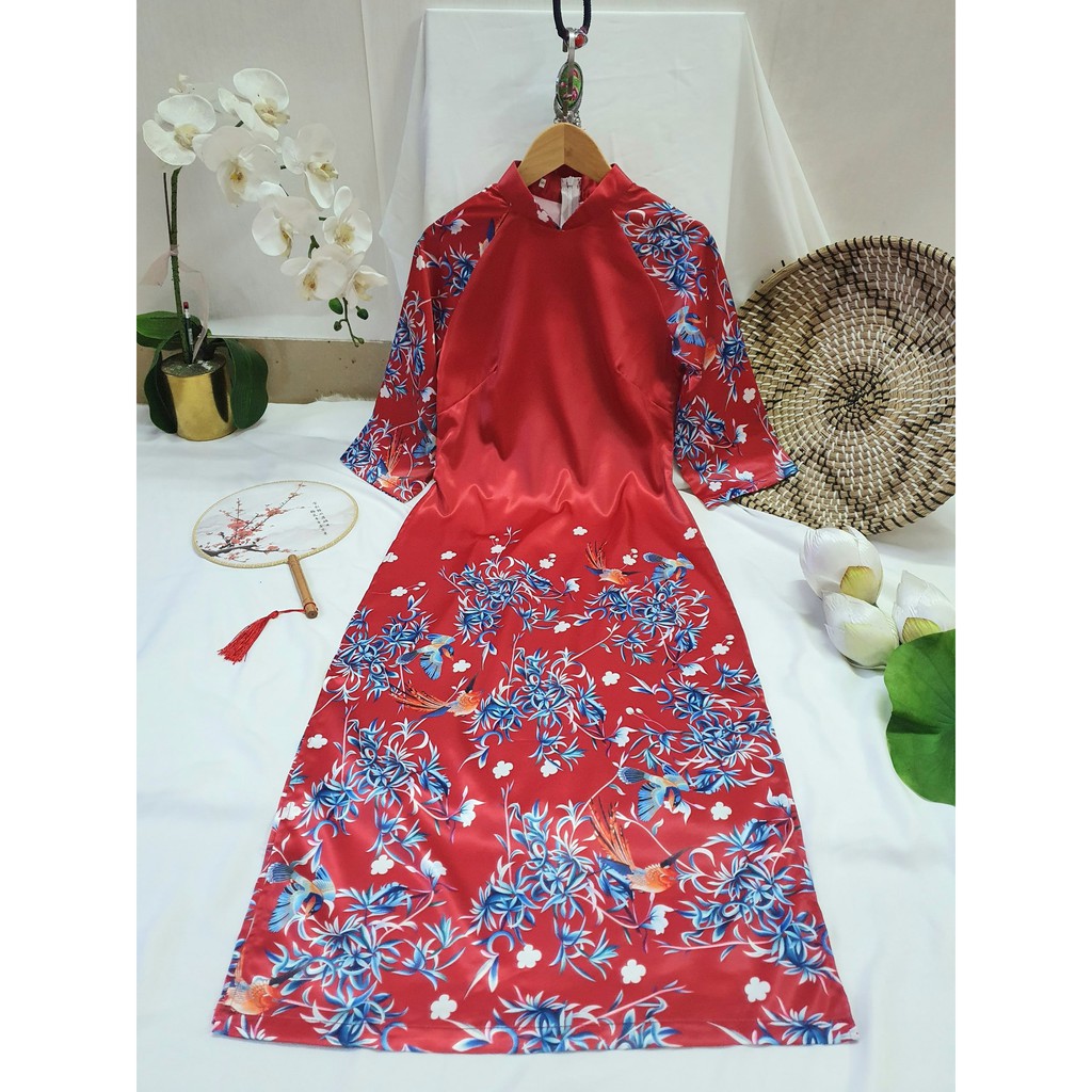 Áo dài nữ 🎀FREESHIP🎀Áo dài cách tân lụa lì in hoa sang chảnh [ao dai nu dep] | BigBuy360 - bigbuy360.vn