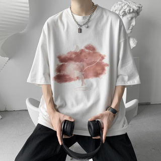 Summer Fashion Cod High Quality Short Sleeve T-Shirt Korean Round Neck Removable Top Couple Creative Print Graffiti Tee Men And Women 4 Colors M-3XL