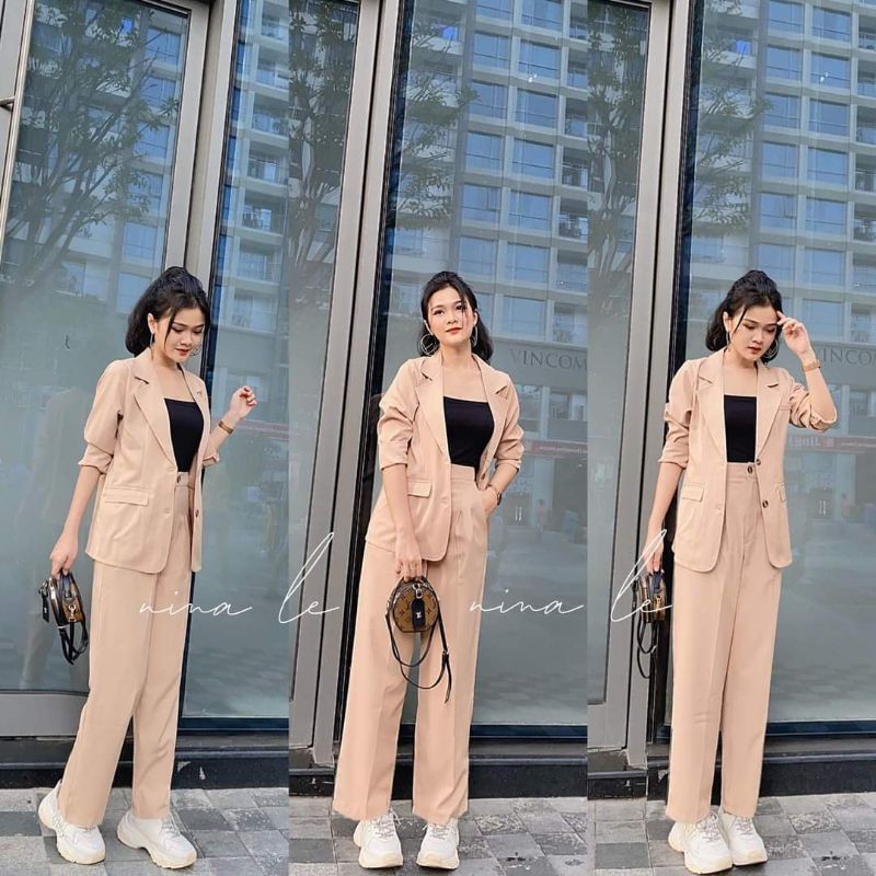 set vest chủ tịch gồm 2 món áo vest và quần màu nâu tây siêu sang