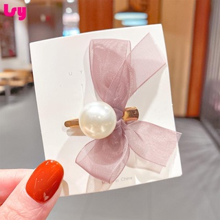 Kẹp tóc nơ ngọc trai lưới