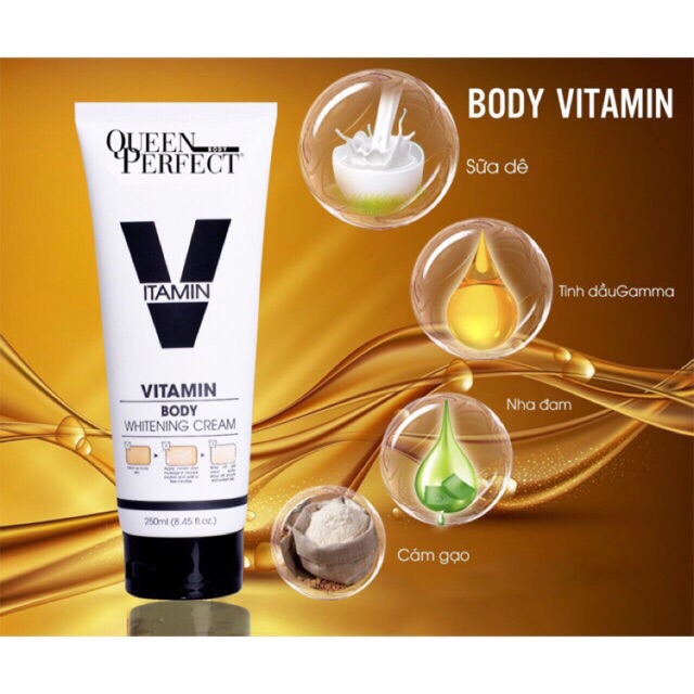 Kem body vitamin dưỡng trắng, chống nắng Queen Perfect.