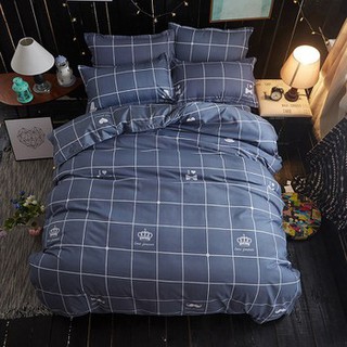 Ga giường 1m6 1m8 caro vương miện sang chảnh cho phòng ngủ của bạn