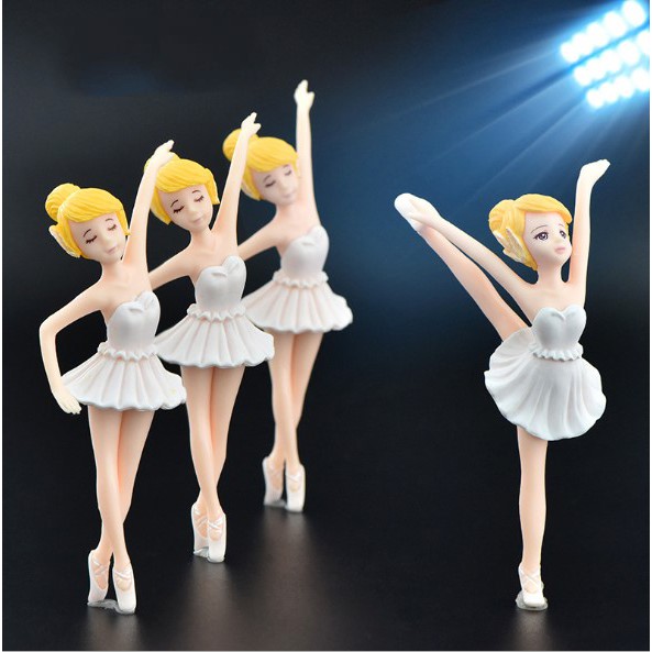 Combo 02 mô hình vũ công múa ballet xinh xắn dễ thương thích hợp trang trí bánh kem, móc khóa, DIY