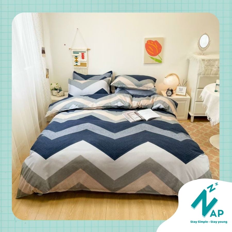 Bộ 4 Món Vỏ Chăn Ga Gối Cotton 80% 3D Hoạ Tiết Basic Đơn Giản Cá Tính Bền Bỉ Không Phai Màu Bai Xu Cao Câp Size m6/m8/2m