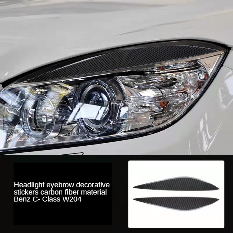 Mercedes W204 Miếng dán trang trí đèn pha xe hơi bằng sợi carbon cho Benz Class C