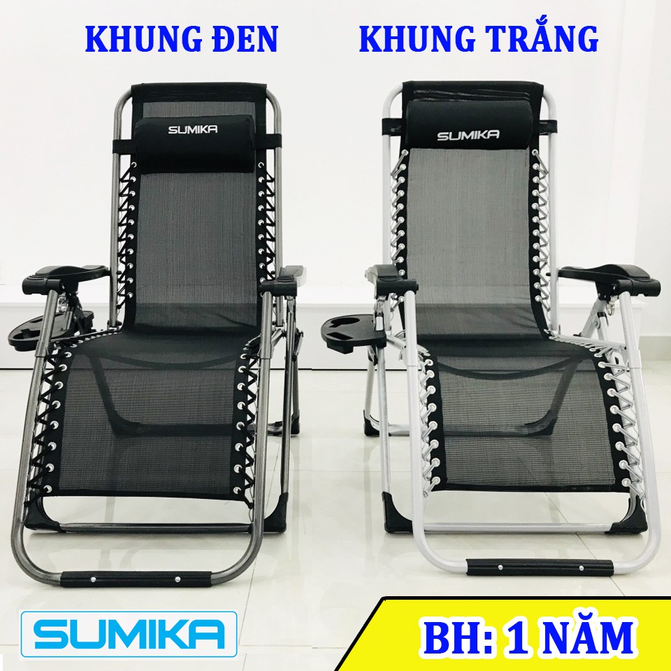 2 mẫu ghế xếp thư giãn Sumika 179 tải trọng 300kg, bảo hành 1 năm ( tặng khay để ly)