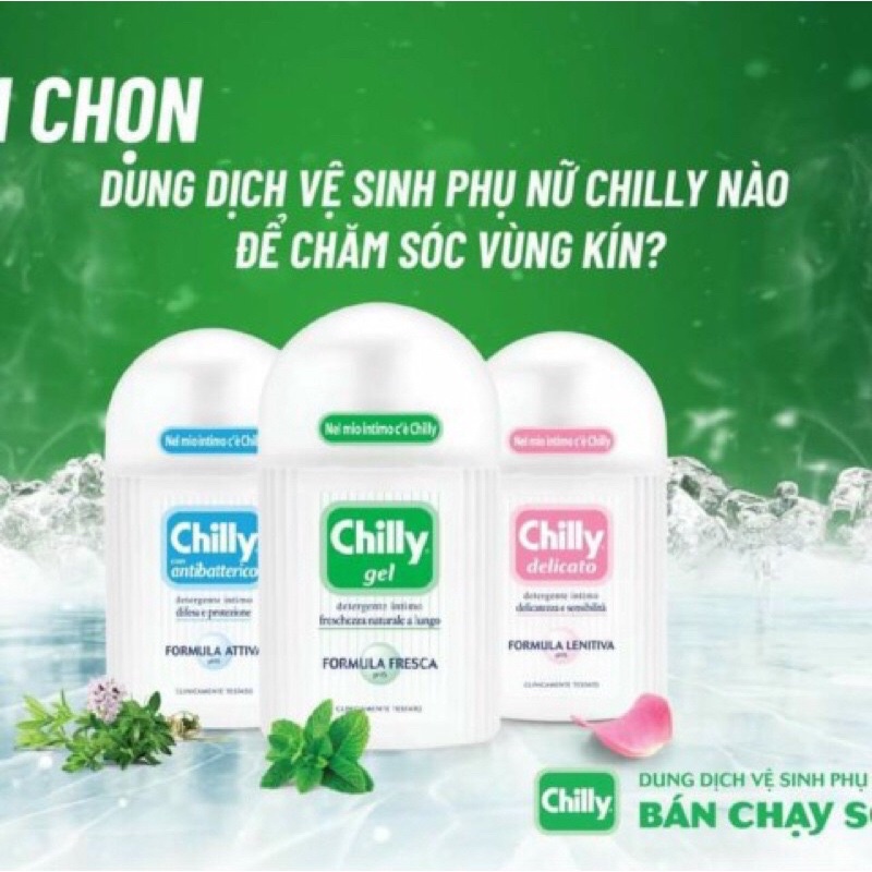 DUNG DỊCH VỆ SINH CHILLY GEL XANH LÁ, XANH DƯƠNG VÀ HỒNG  - bán chạy số 1 tại Italy