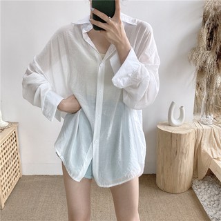 Áo Sơ Mi Chống Nắng Tay Dài Dáng Rộng Phong Cách Vintage Thời Trang Hàn Quốc