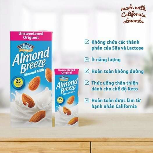 [Mã 253FMCGSALE giảm 8% đơn 500K] [Hàng Chuẩn Mỹ] Sữa Hạnh Nhân Almond Breeze 946ml