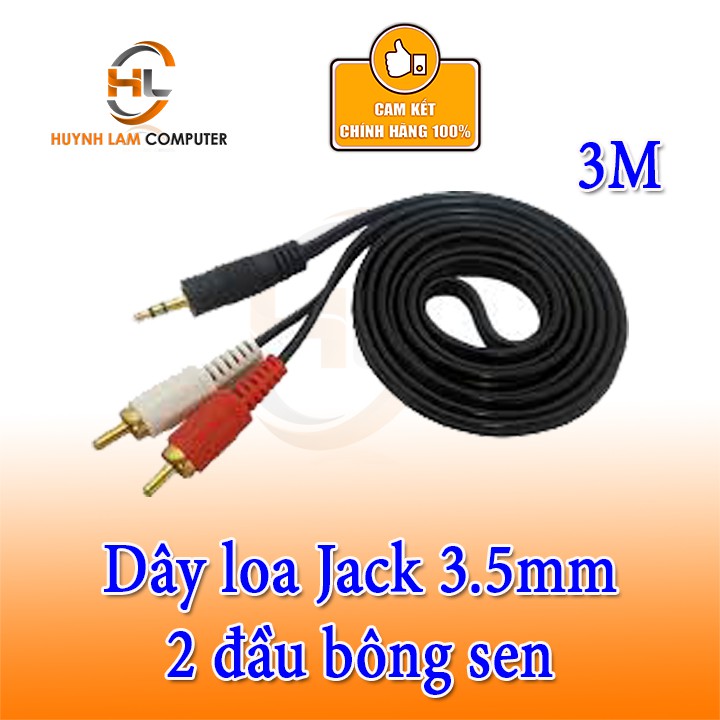 DÂY LOA JACK 3.5 RA 2 ĐẦU RCA BÔNG SEN 23A - 3M