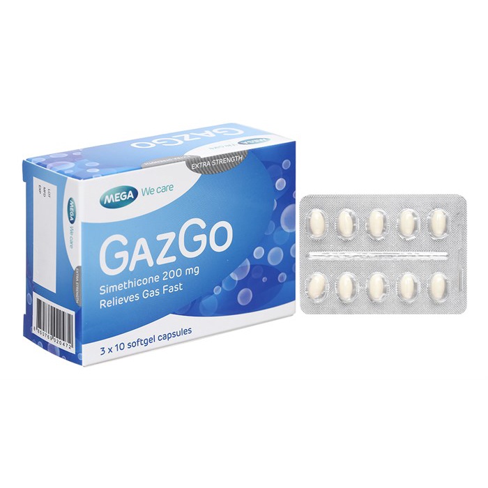 GAZGO 200mg hộp 30 viên - Chướng bụng, đầy hơi, buồn nôn