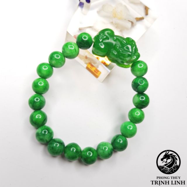 VÒNG TAY CỤ TỲ HƯU XANH LÁ SIZE 10LY - 350k