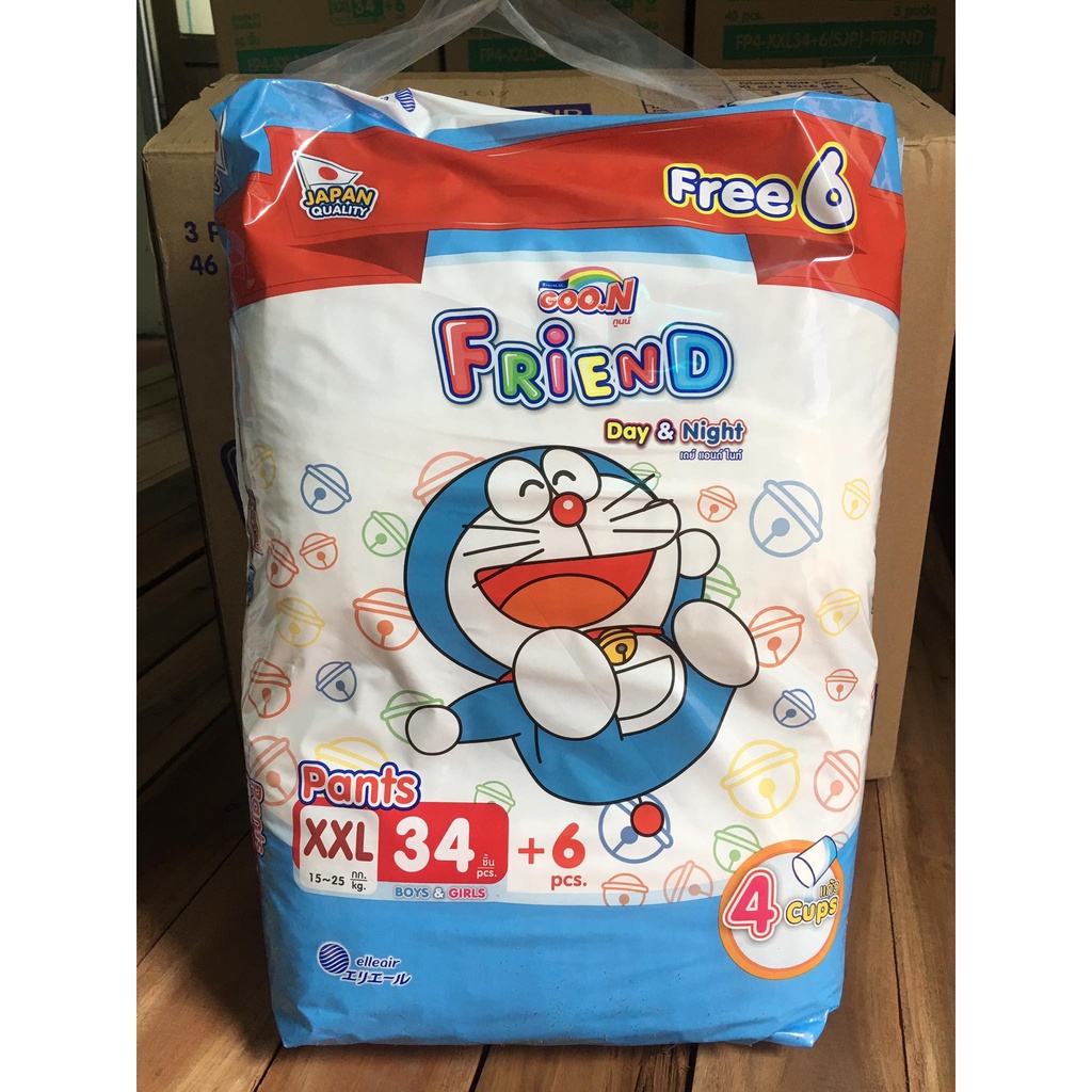 [SET 3 BỊCH CỘNG 6 MIẾNG] Tã quần Goo.N Friend Doremon gói cực đại M54 / L46 / XL40 / XXL34 / XXXL22