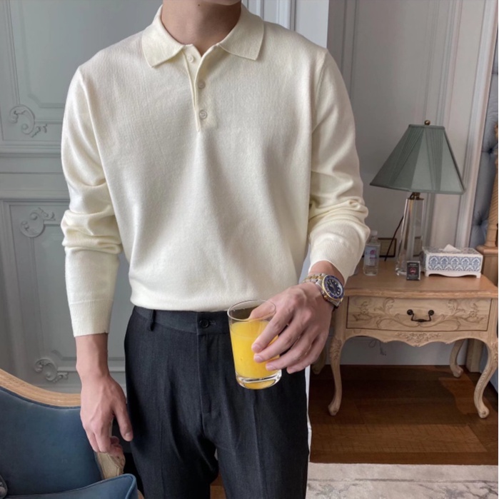 Áo dệt kim unisex dáng rộng thời trang hàn quốc dễ phối đồ phong cách kinh doanh Sipmle Fashion áo polo nam phong cách Hàn Quốc Sọc from rộng áo nam có cổ