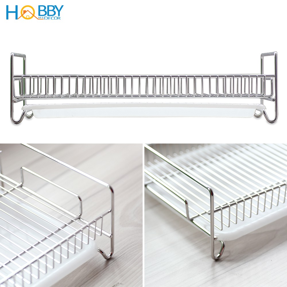 Kệ úp ly chén HOBBY KUL41 Inox 304 kèm khay hứng nước không rỉ sét - ngang 41cm