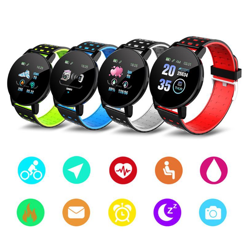 119Plus Smartwatch Heart Rate Blood Pressure Fitness Band Bluetooth Fitness Tracker
