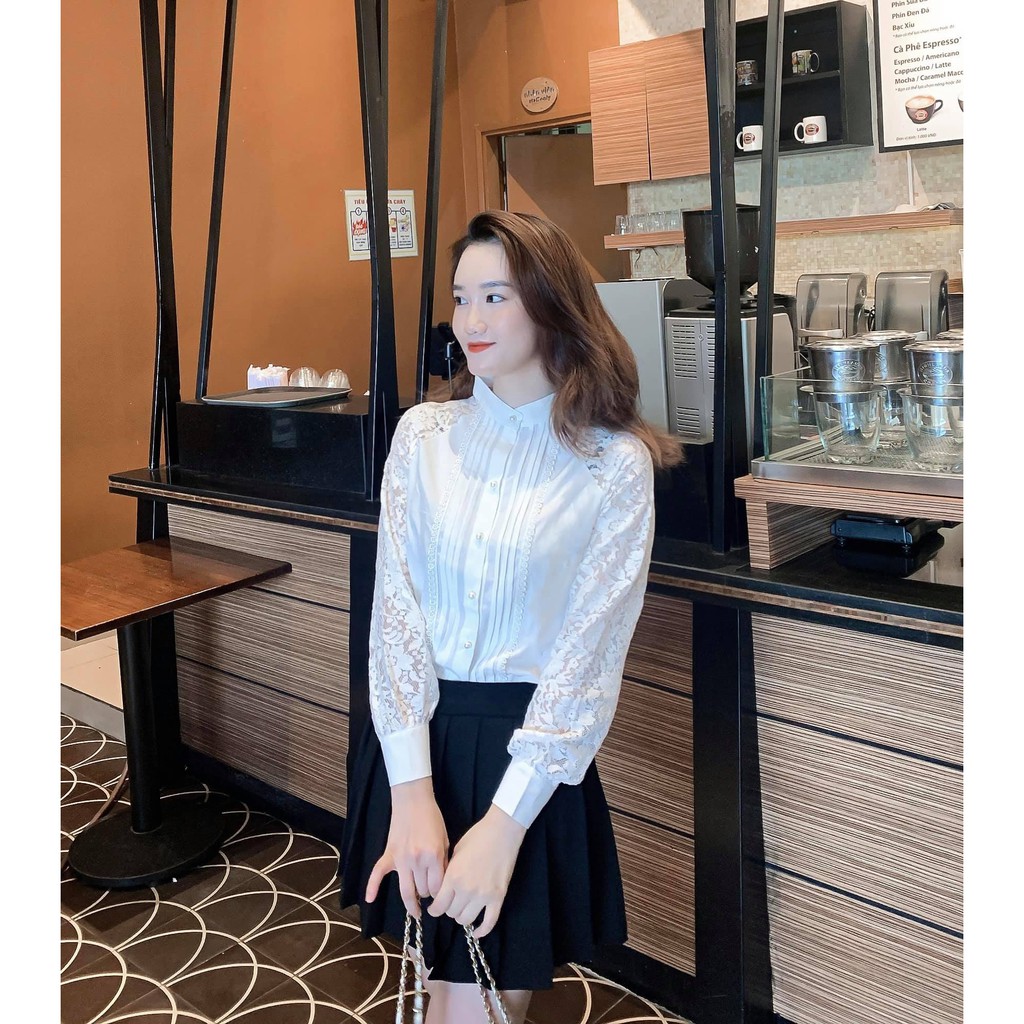 Sơ Mi Phối Tay Ren Ricci thiết kế chất liệu lụa cao cấp mềm mát màu hè |  RICCI OFFICIAL