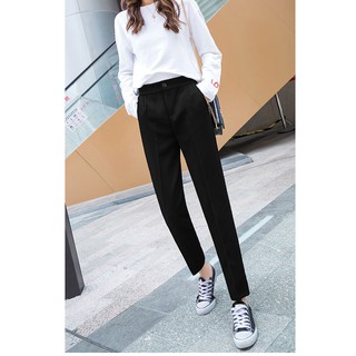 Quần dài baggy cạp cao CRQ024 - quần baggy unisex Nam Nữ màu Đen / Trắng bigsize [TIEMDOJEAN]