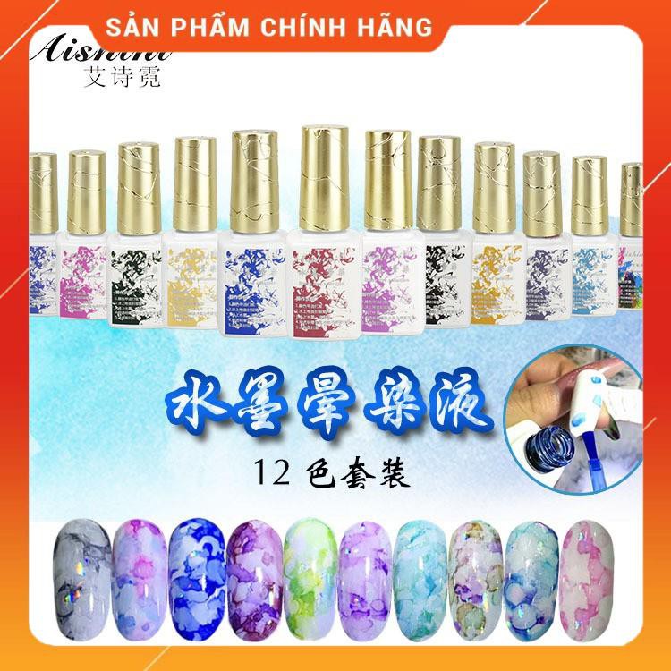 Sét Gel Loang Aishini 12 Màu Loang Đẹp Quyến Rũ - 1 Bộ