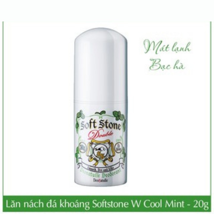 Lăn Nách Đá Khoáng ❤️CHÍNH HÃNG❤️ Lăn Khử Mùi Soft Stone Crystal Nhật Bản Ngăn Mùi Hôi , Khô Thoáng , Hương Bạc Hà