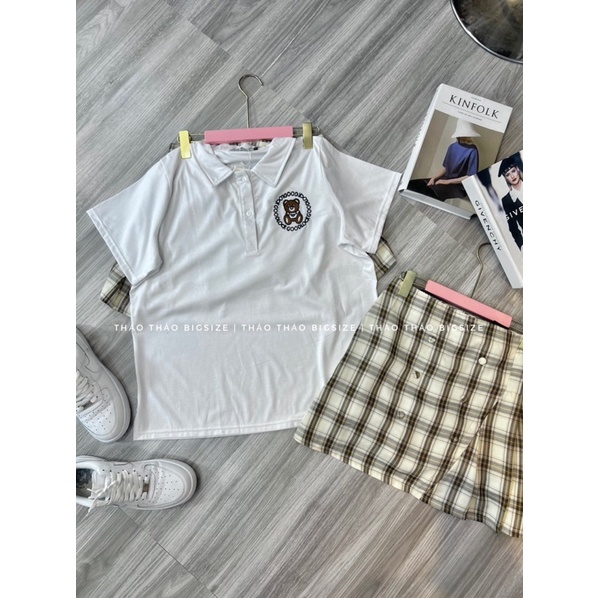 SET ÁO POLO GẤU THÊU + CV KATE - MÚP BIGSIZE 60-100KG