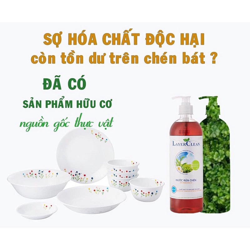 Nước rửa chén bát Hữu cơ LayerClean 300ml hương quế - Bảo vệ da tay, Không hóa chất độc hại, không chất tạo màu