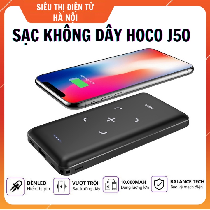 Sạc Dự Phòng Không Dây HoCo J50 10.000 Mah - Kiêm Sạc Nhanh - Chính Hãng (Bảo Hành 12 Tháng)