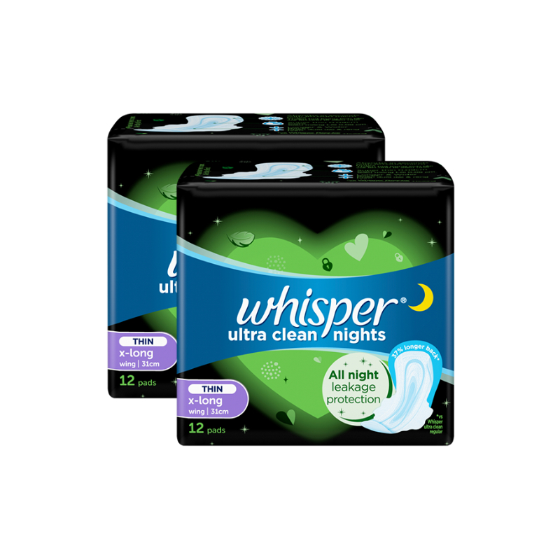 Combo 2 Gói Băng Vệ Sinh WHISPER Siêu Mỏng Có Cánh 31CM Dành Cho Ban Đêm