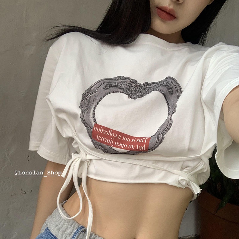 Áo Thun Croptop Ngắn Tay In Họa Tiết Thời Trang Mùa Hè Mới Cho Nữ
