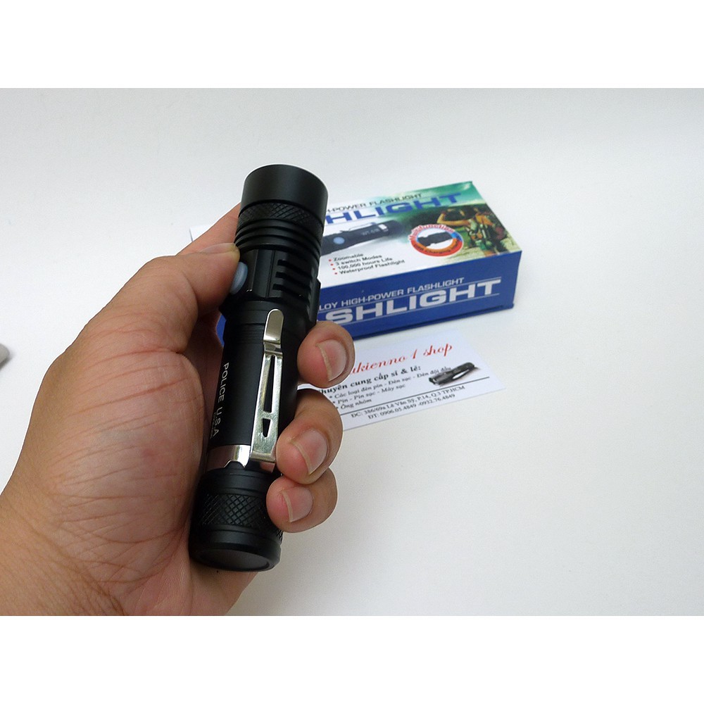 Đèn pin siêu sáng Police USA CYX-005, đèn pin siêu sáng, đèn led chống nước  Fdep