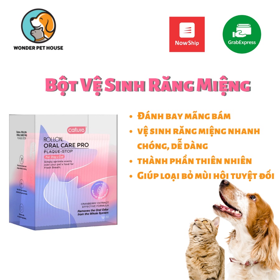 Bột Vệ Sinh Răng Miệng Cature Oral Care Pro Cho Chó Mèo Thơm Miệng Loại Bỏ Mảng Bám Trộn Vào Thức Ăn