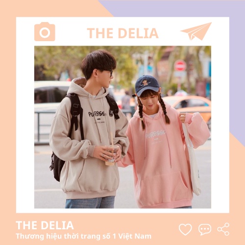 Áo hoodie nữ form rộng dày giá rẻ cute có mũ THE DELIA - Áo Khoác Nỉ Hoodie PURBSSO KNN36