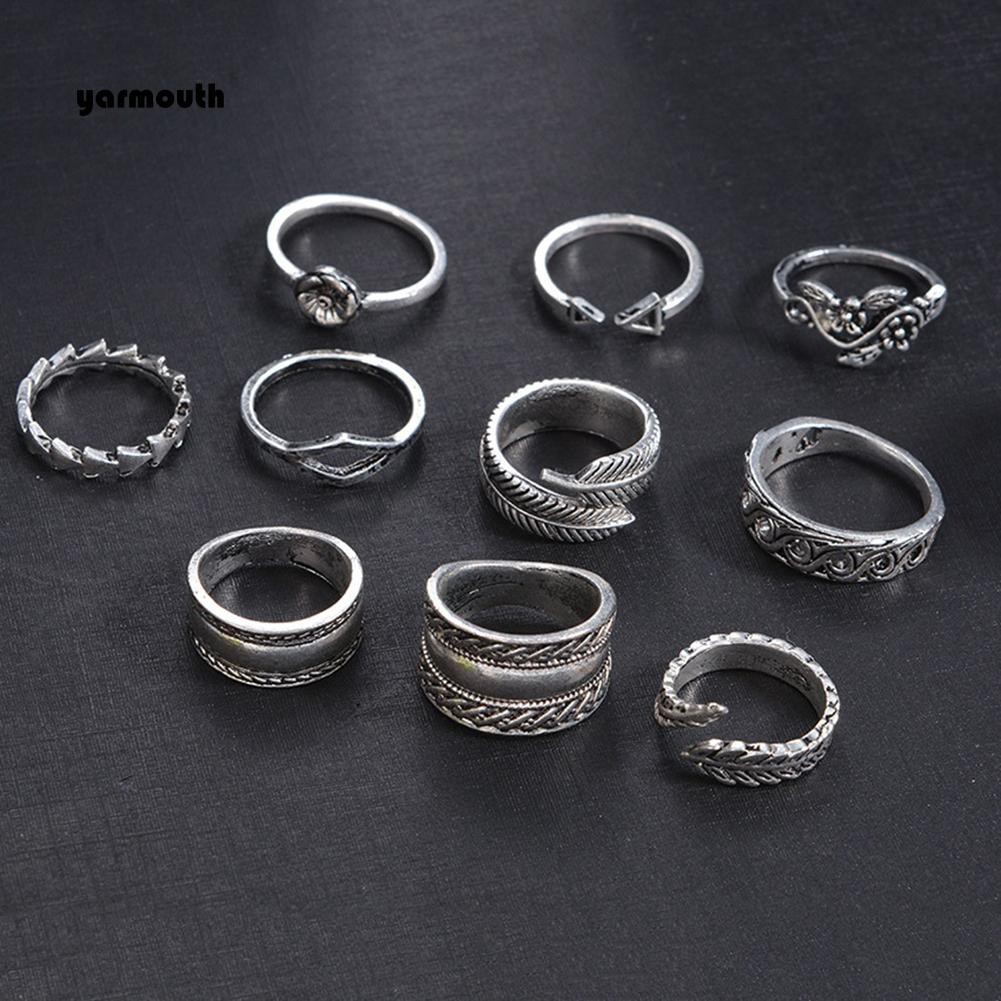 Set 9 Nhẫn Đeo Khớp Ngón Tay Vintage Cho Nữ