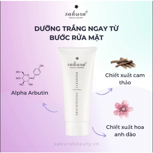 Sữa rửa mặt trắng da Sakura Brightening Cleanser - New 2020