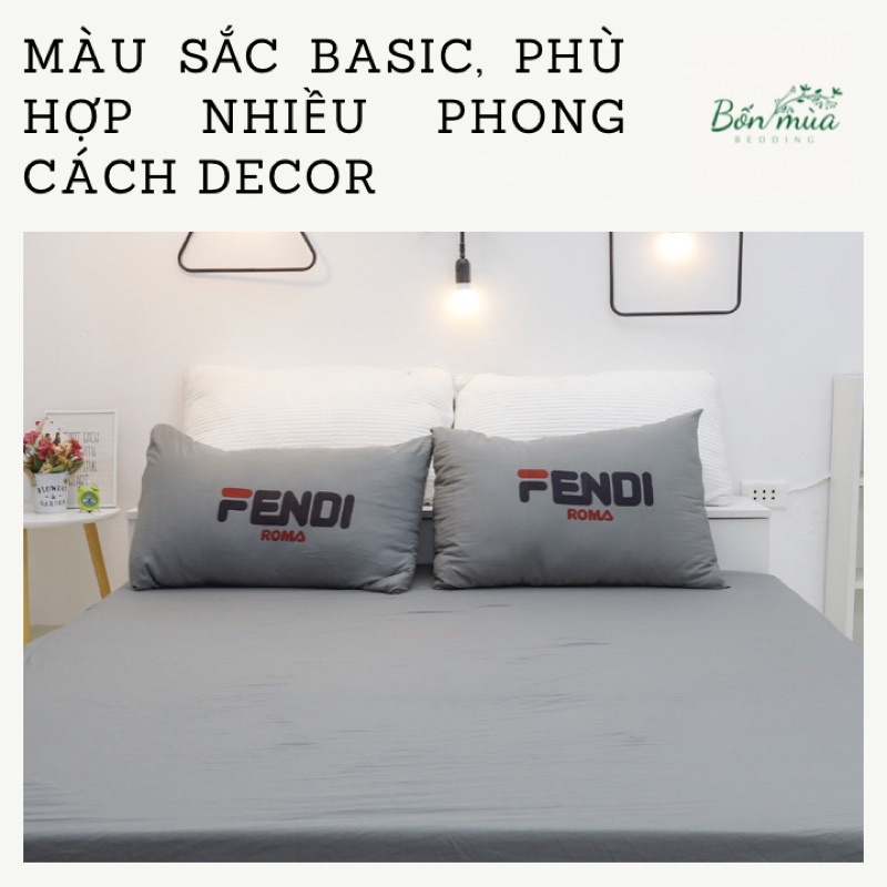 Bộ Ga Gối Cotton Đũi  set 3 món ga chun đủ kích thước kèm 2 vỏ gối 50x70cm, drap chun trơn màu basic