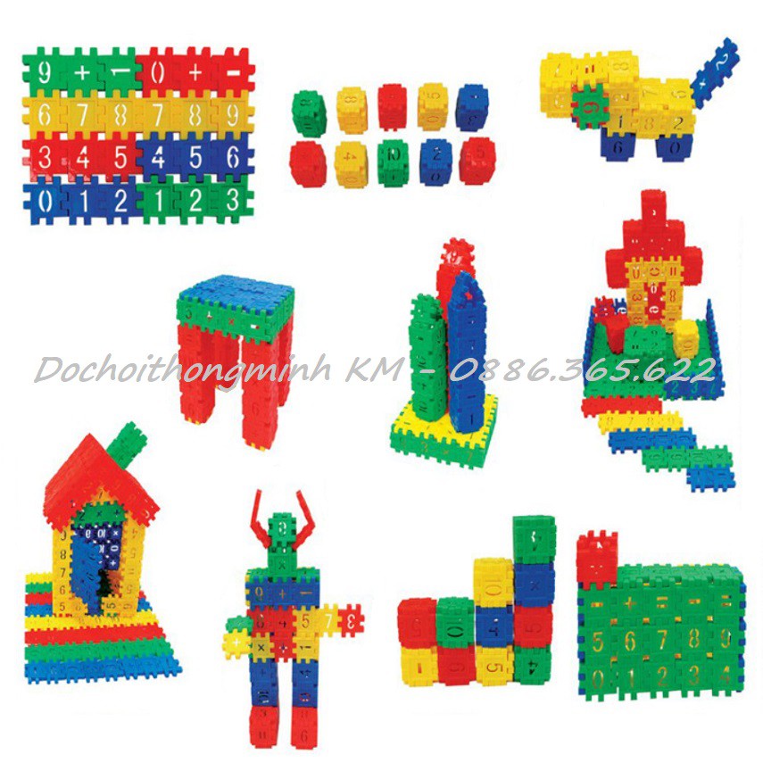 T38 - Túi Lego vuông kết hợp số, phép tính phía trong
