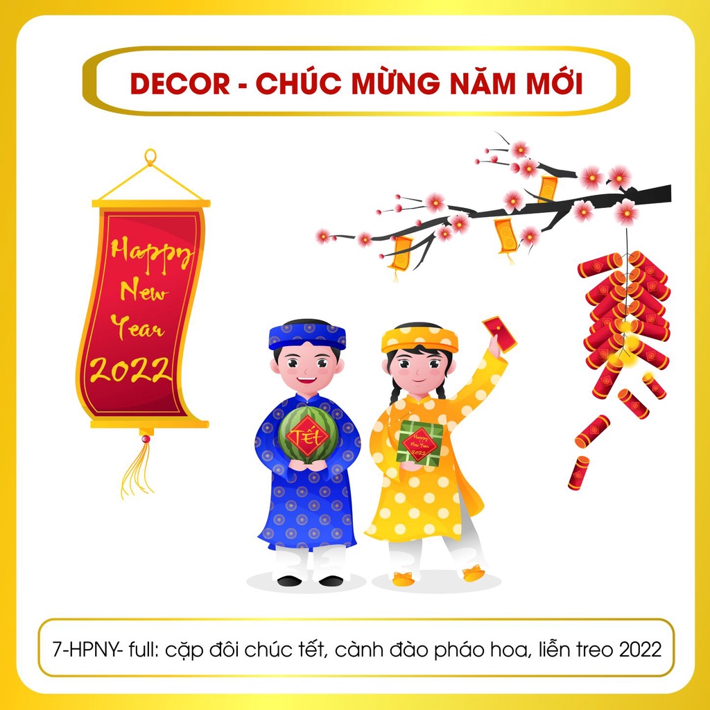 Decal Tết 2022 Mẫu Dán HPNY07 - Decal Dán Cửa Kính Trang Trí Tết
