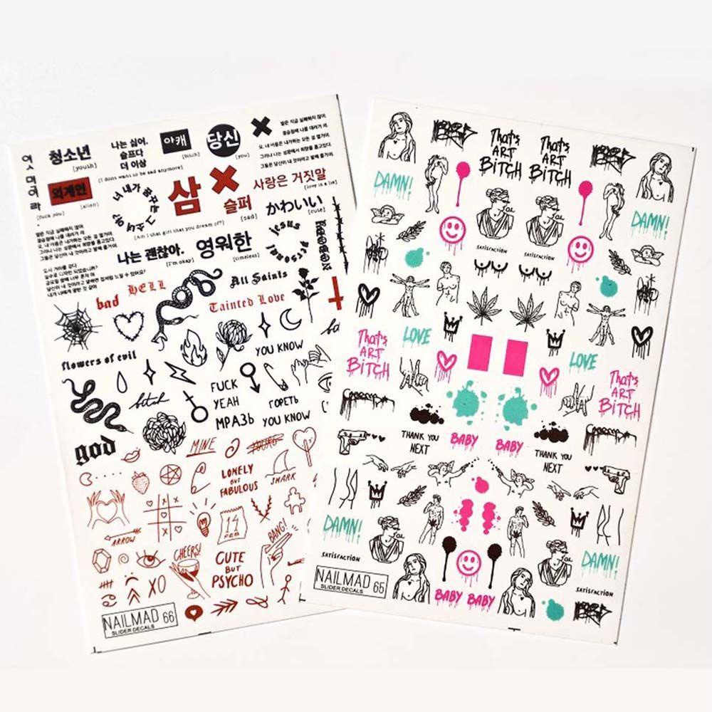 Nhãn Dán Móng Chuyển Nước Tự Dính Họa Tiết Hoa / Trái Tim Thời Trang 3D Dành Cho Bạn Nữ