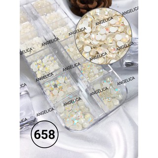 Đá chân lưới 658 trắng đục siêu sáng - 14 khía