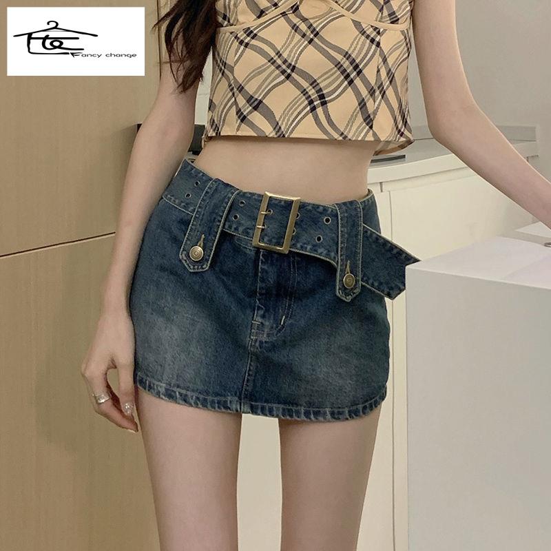 Chân Váy Denim Lưng Cao Thời Trang Mùa Hè Phong Cách Hồng Kông Mới 2022 Cho Nữ